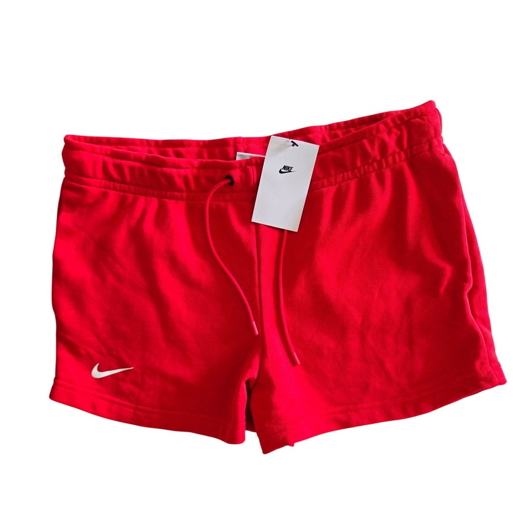NWT Nike Womens Essential Shorts Red W73186 Medium Cotton Blend Swoosh Logo